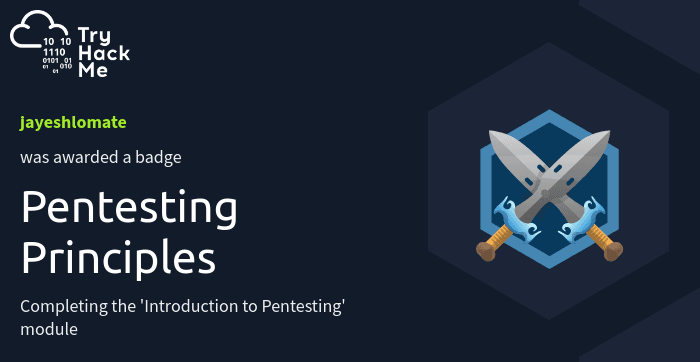 Pentesting Principles TryHackMe badge