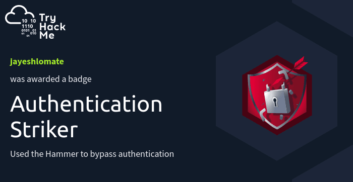 Authentication Striker TryHackMe badge