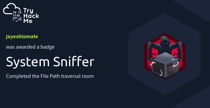 System Sniffer TryHackMe badge