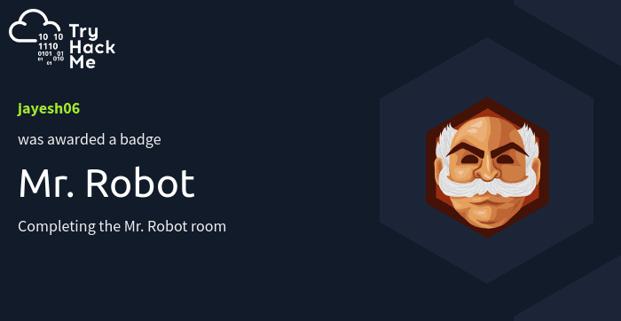 Mr. Robot TryHackMe badge