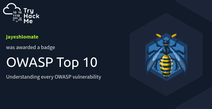 OWASP Top 10 TryHackMe badge